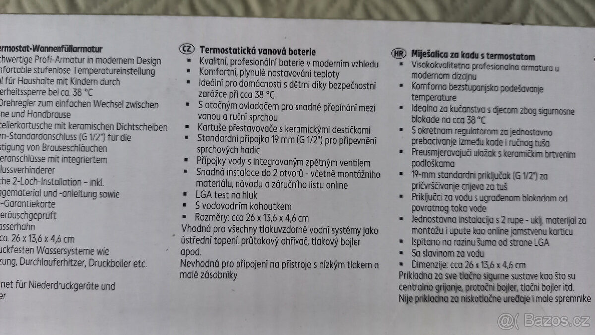 Termostatická vanová baterie - nová LIVARNO - 3