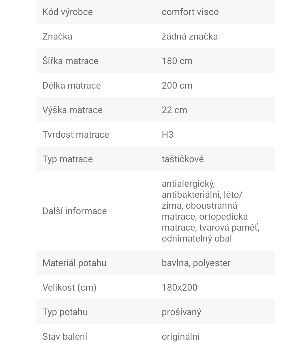 Matrace Visco 7 zón - 3