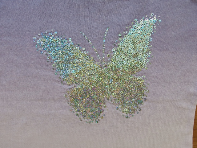 Zateplená mikina s flitrovým motýlem zn. Takko 128-134 NOVÁ - 3