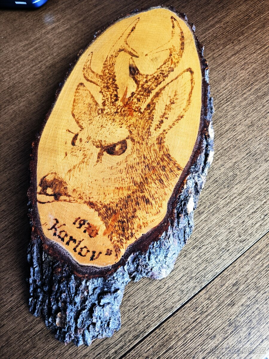 obraz myslivecký vypalovaný 45x21x3 cm - 3