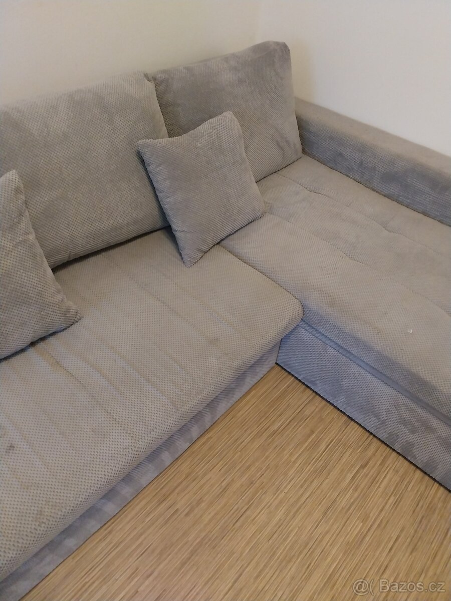 Pohovka rohová šedá rozkládací - 3