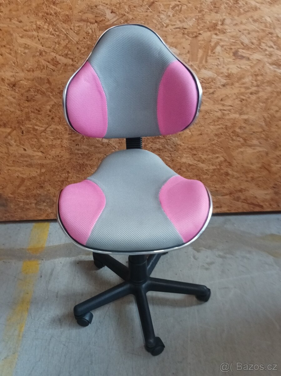 Dětská otočná židle FLASH šedá/růžová - 3