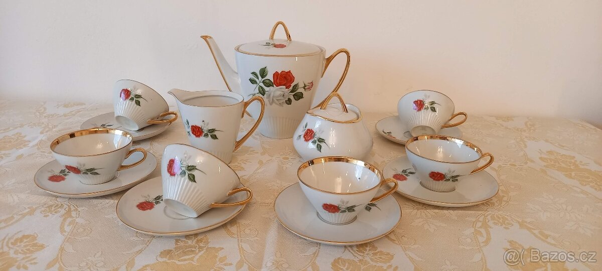 Starožitný porcelánový čajový kávový servis - 3