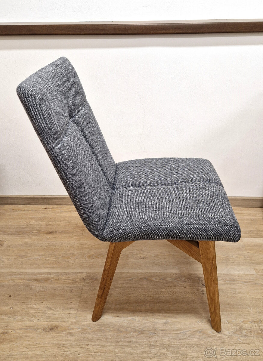 Nová židle šedé polstrování + nohy masiv dub - 3