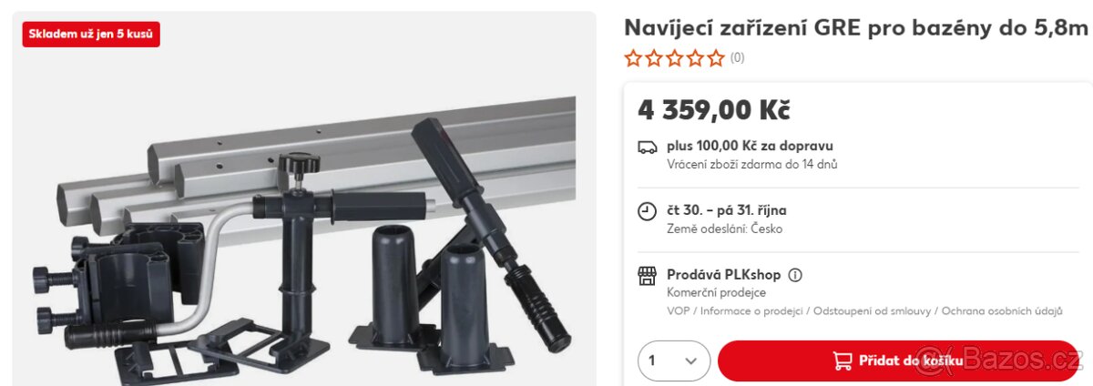 Navíjecí zařízení GRE pro bazény do 5,8m - 3