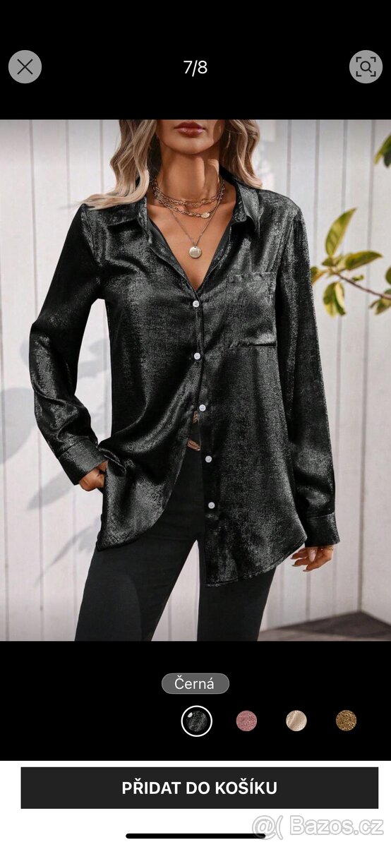 Košile černá lesklá - 3