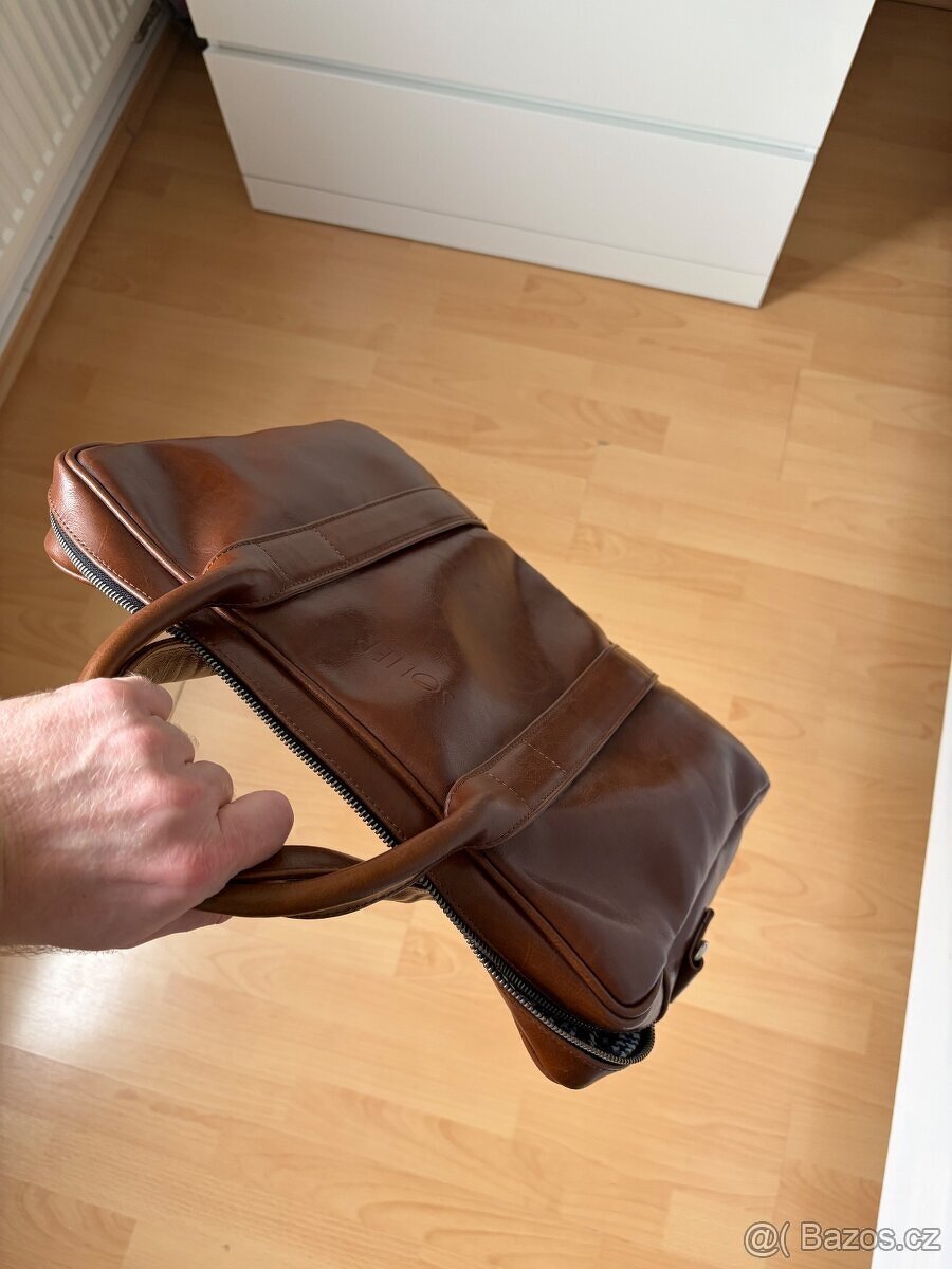 Hnědá kožená brašna na notebook - 3