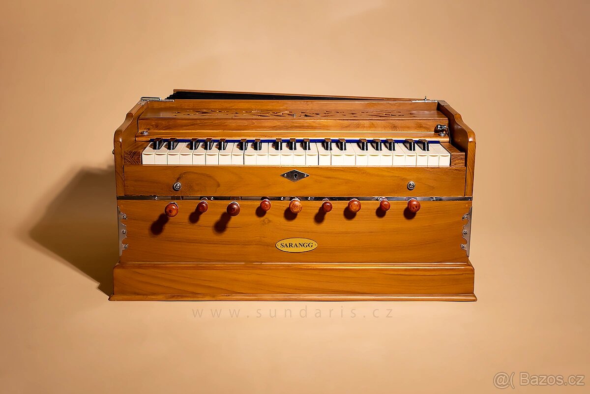 Indické Harmonium Sarangg Teak 3,5 Oktávy - 3