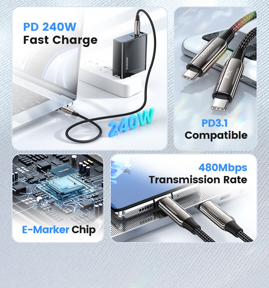 240 W datový a nabíjecí kabel 1 m, C+C - 3