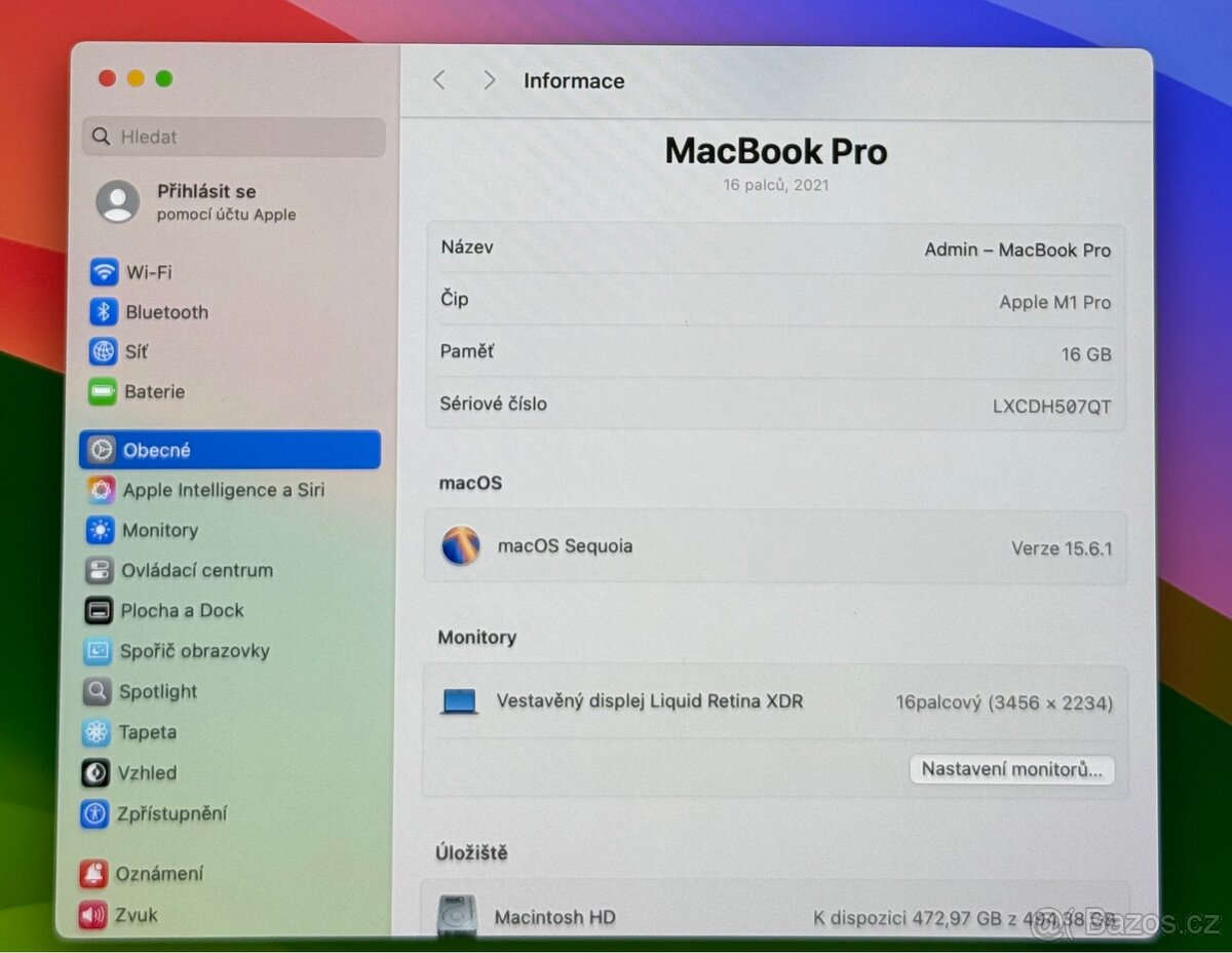 MacBook Pro 16” 2021 CTO /16GB RAM/512GB SSD/Záruka - 3