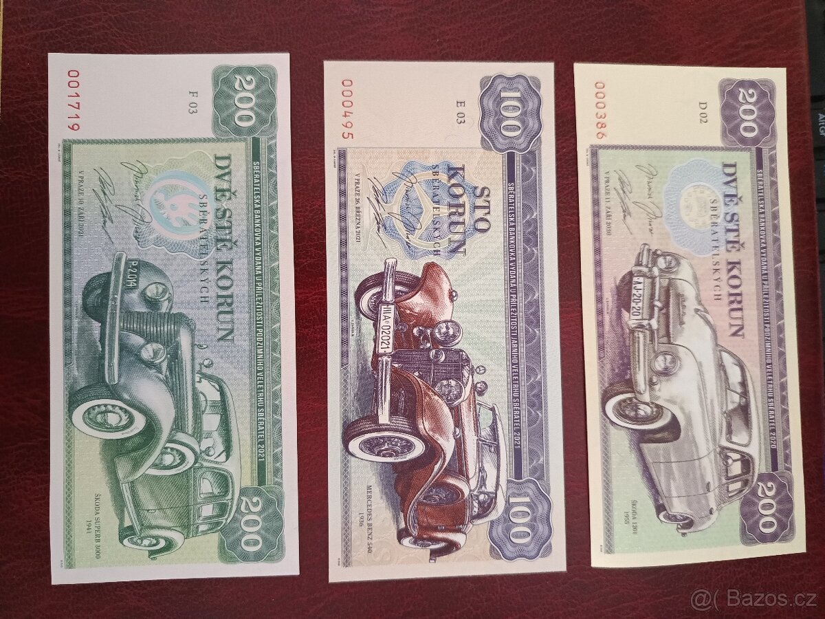 SADA 12 ks PAMĚTNÍCH BANKOVEK AUTOMOBILU "ZAPADLÍK" - 3