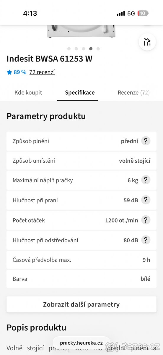 Pračka Indesit BWSA 61253W EU - 3