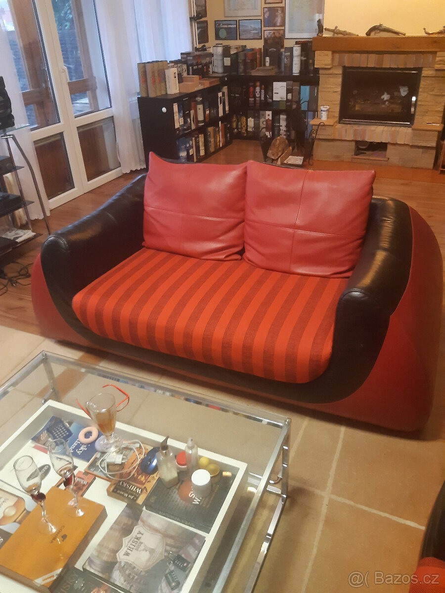 sedací souprava 3+2+1 kůže a textil - 3