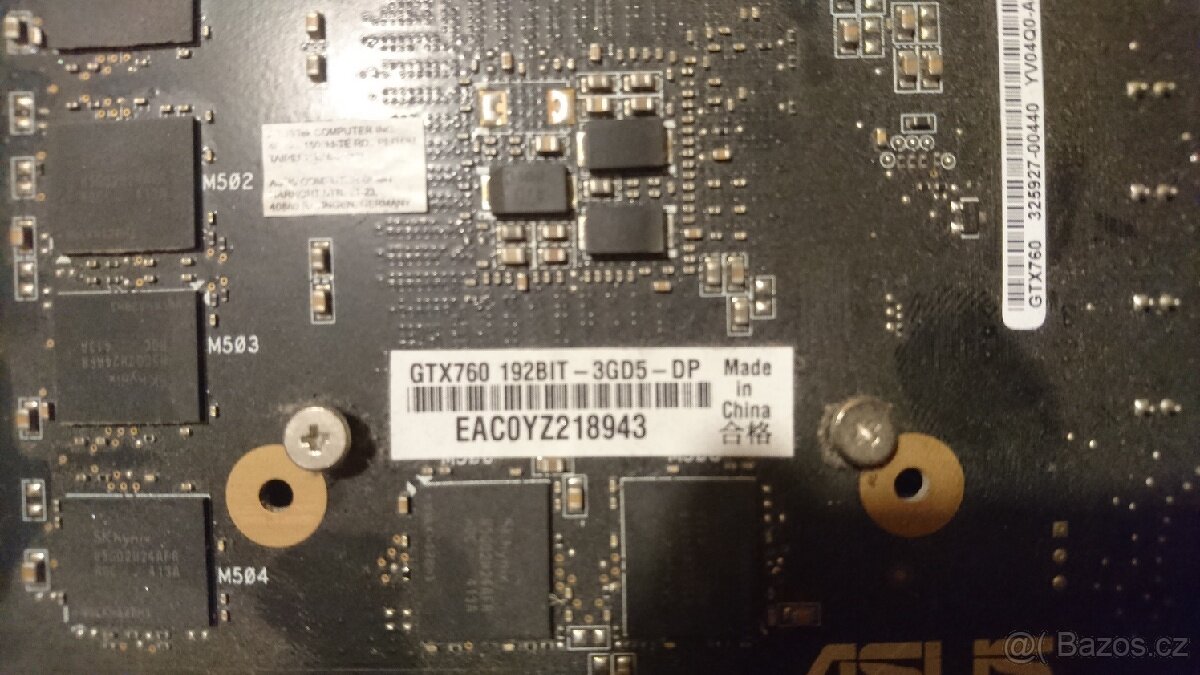 Grafická karta ASUS nvidia geForce GTX 760 192bit 3GB - 3