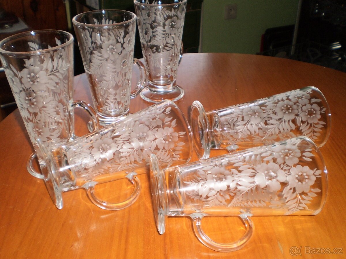 skleničky na kávu - grog - broušené - 6 ks ++nové++ - 3