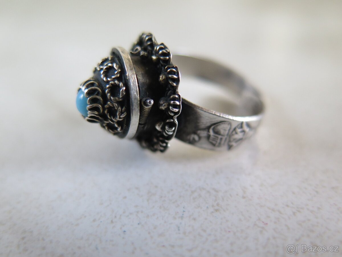 Stříbrný starožitný prsten - Egypt - 3