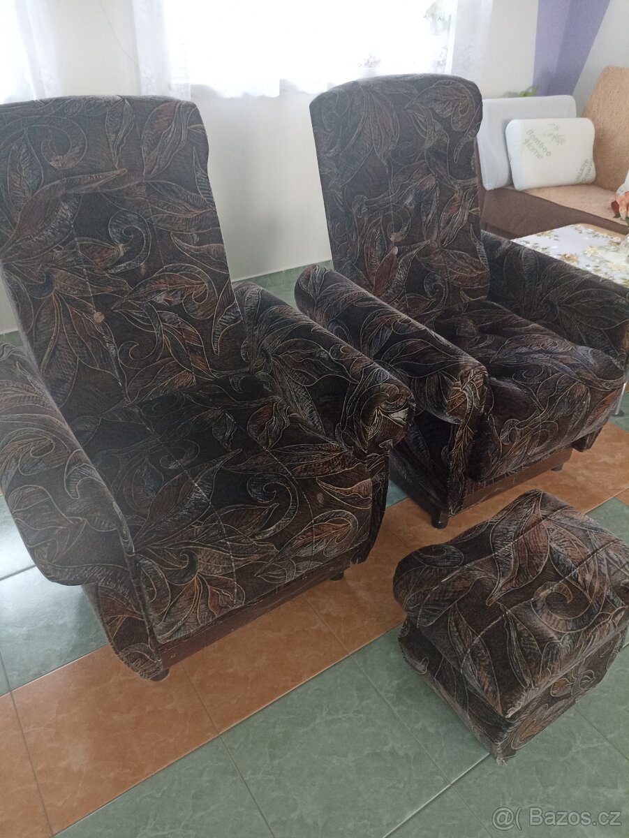 2x křeslo + taburet - 3