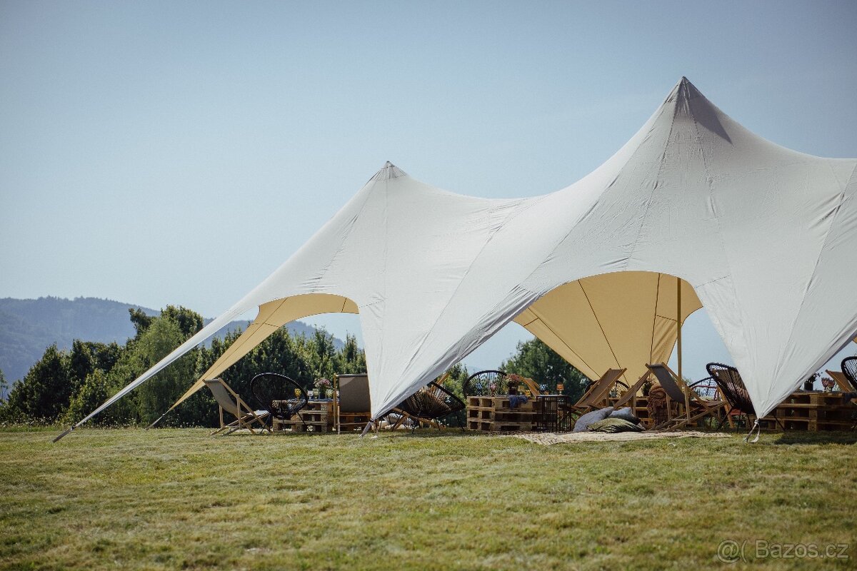 Napínací party stan 20x10m krémový - 3