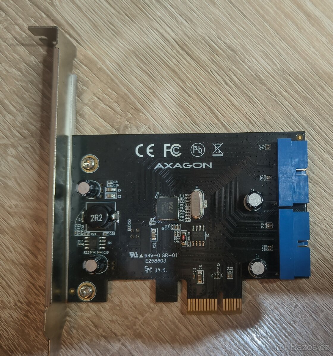 AXAGON PCEU-034VL, PCIe řadič, 2x interní 19-pin USB 3.2 - 3