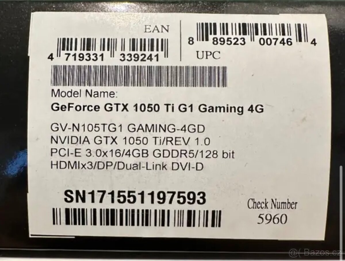 Grafická karta Gigabyte GeForce GTX 1050 Ti OC 4G - 3