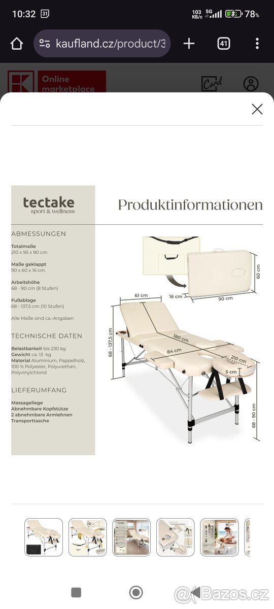 Masérské lehátko nové ne používané - 3