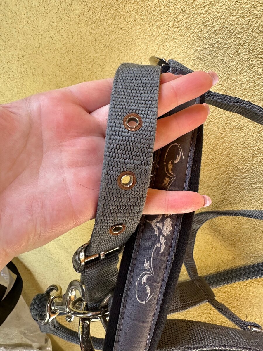 Šedá Equiline ohlávka s vodítkem, Full - 3