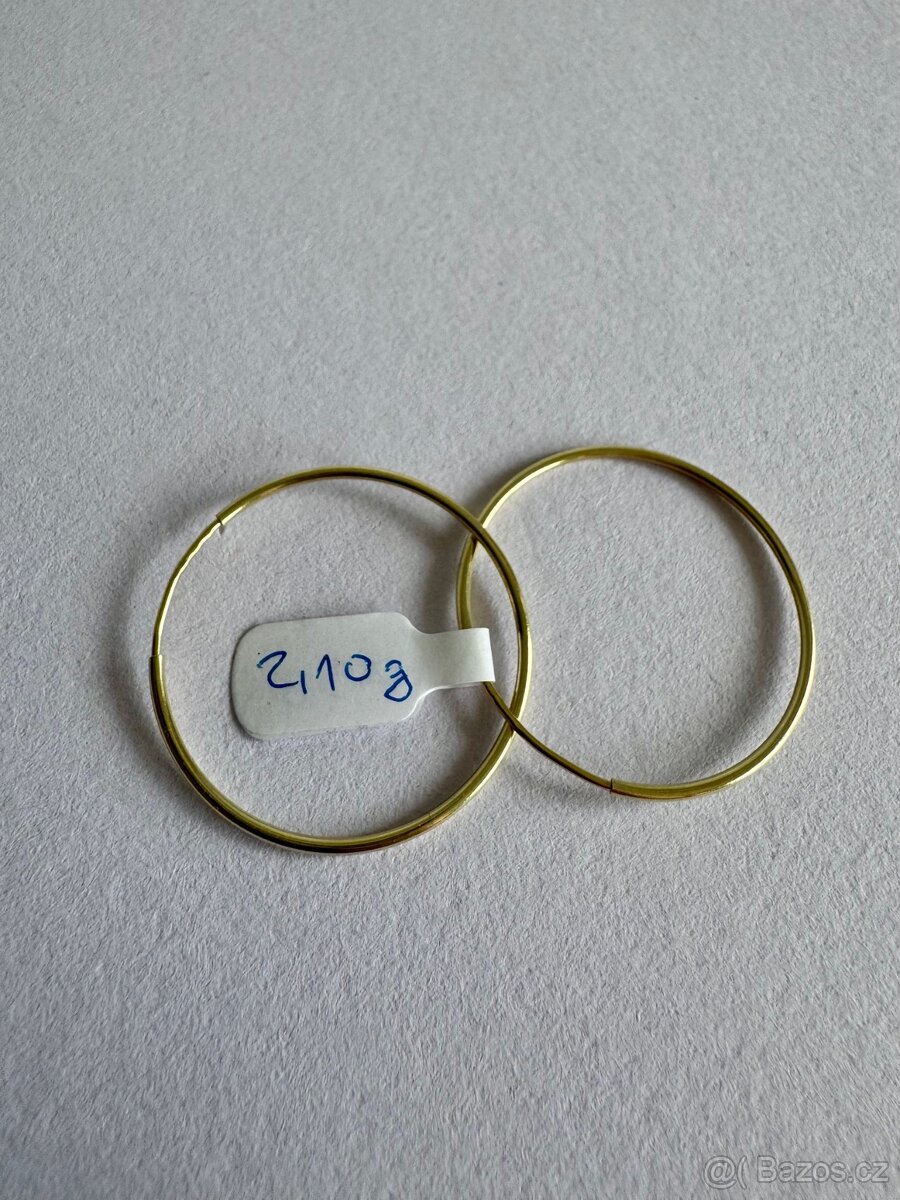 Zlaté náušnice 14K, 2,10 g, průměr 3,5 cm - 3