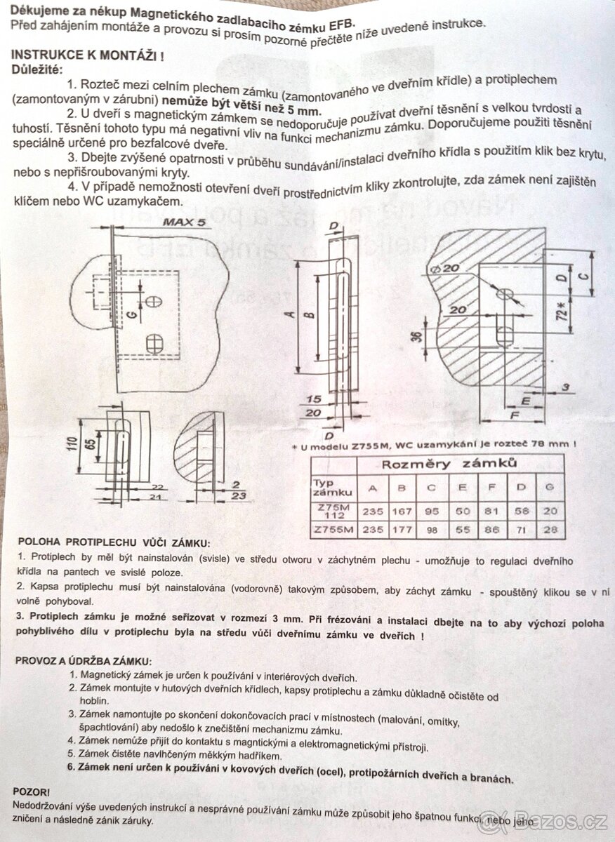Magnetický zámek EFB, stavitelný protiplech nerez - 3