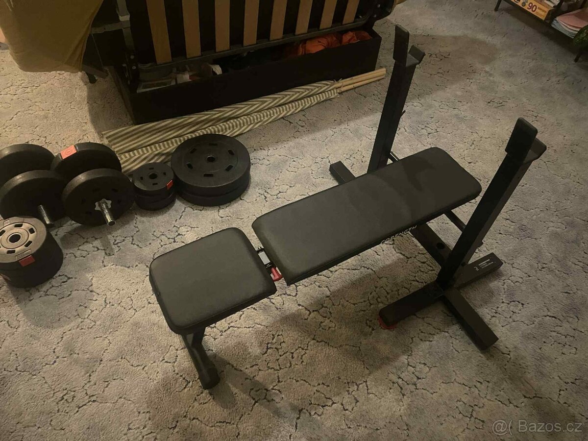 Polohovací posilovací lavice + 56 kg závaží - 3