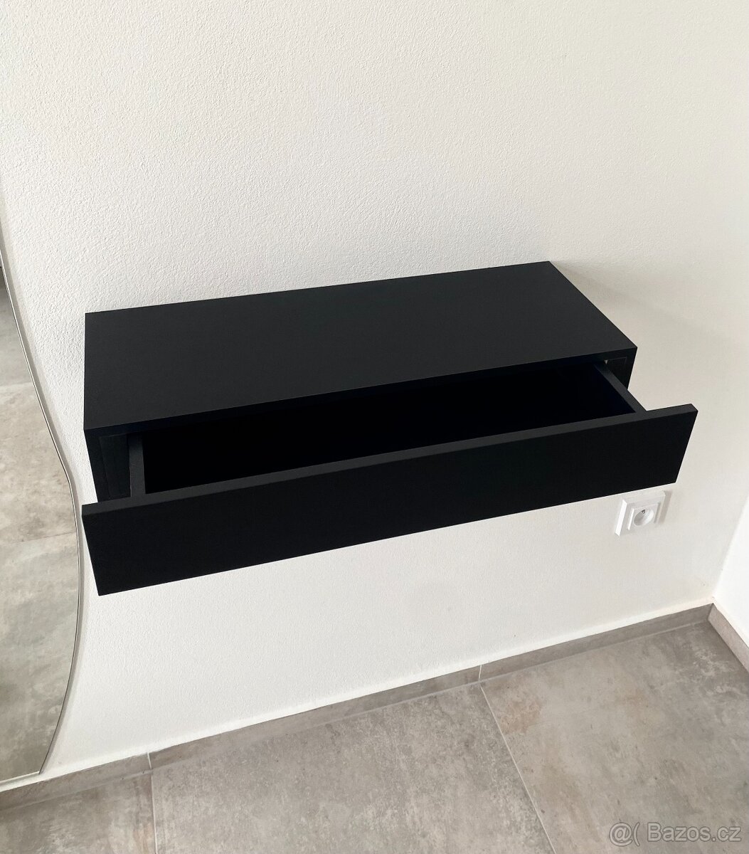 Černá nástěnná šuplíková skřínka polička - 3
