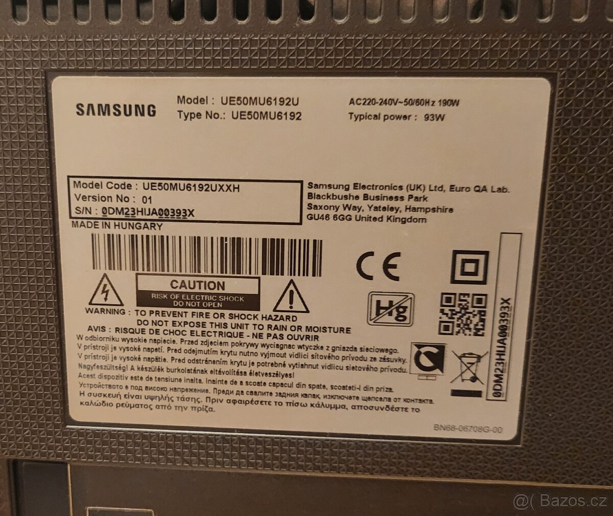 Televize Samsung 50" 4K UHD - 3