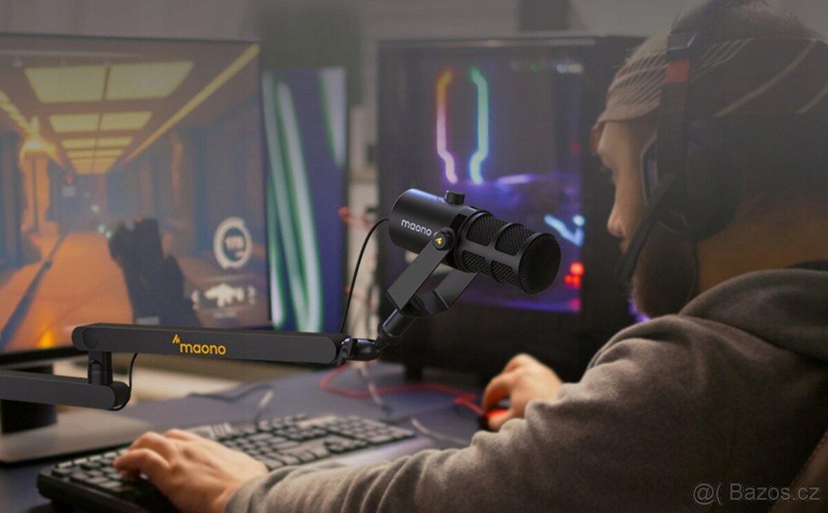 Prodám podcastový mikrofon RODE PODMIC + držák/ rameno maono - 3