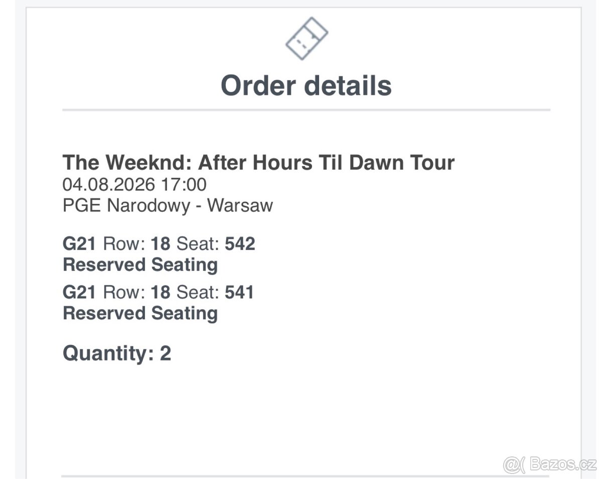 Prodám vstupenky - The Weeknd ve Varšavě - 3