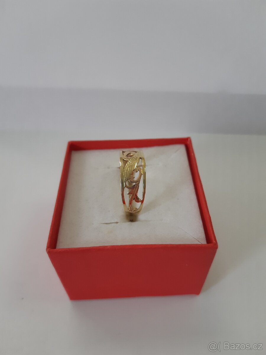 Zlatý prsten v kombinaci s růžovým zl. - 3