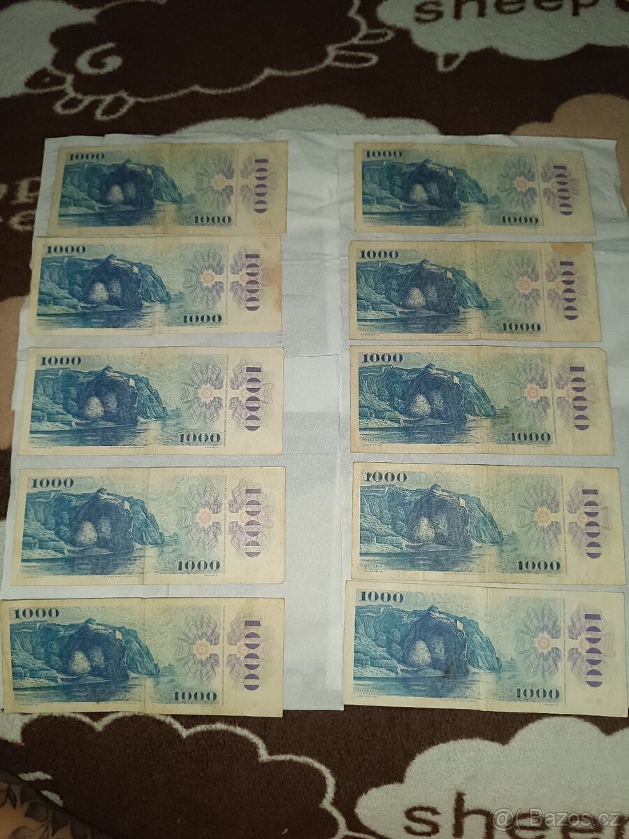 Prodám bankovky 1000 Kčs 1985- Bedřich Smetana (10 ks) - 3