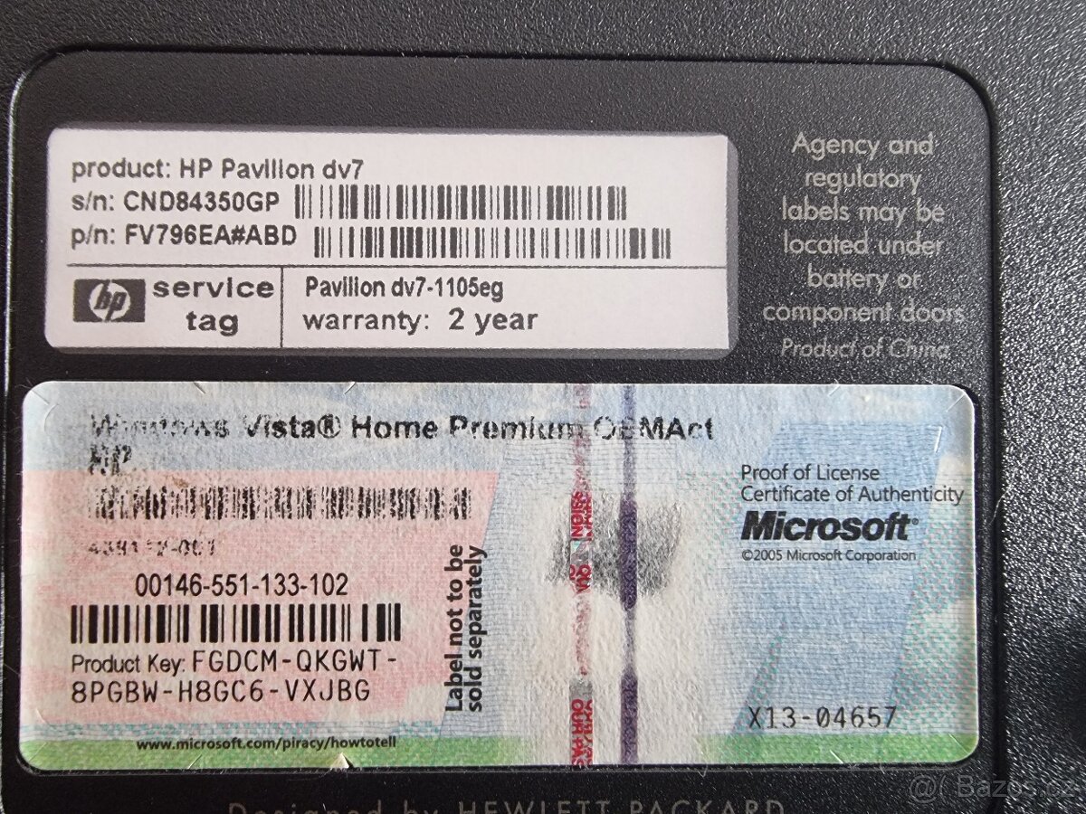 Prodám krásný stříbrný 17,3 notebook HP dv7-1105eg viz foto. - 3