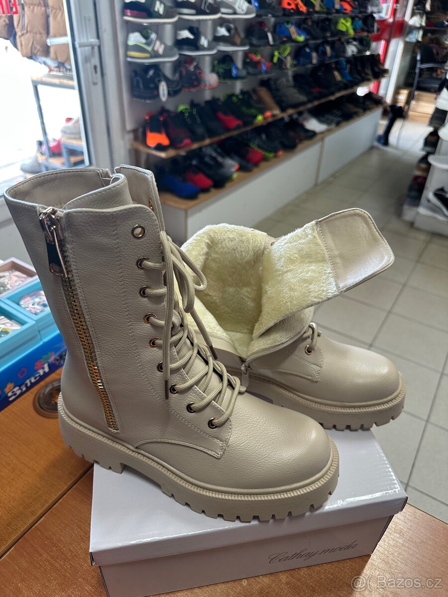 Bezové zimni kotníčkové boty - 3