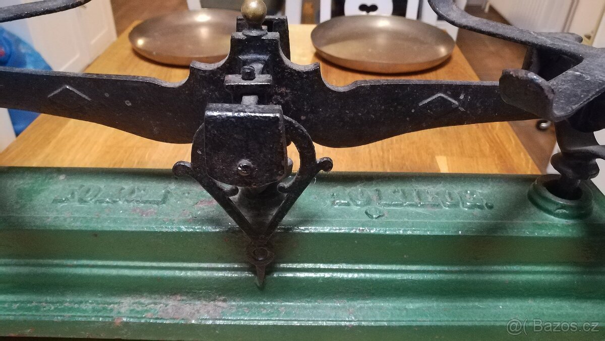 STAROŽITNÉ SECESNÍ KUCHYŇSKÉ VÁHY ROBERVAL FRANCIE - 3