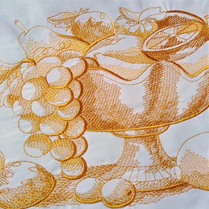 2x VYŠÍVANÉ POVLAKY NA POLŠTÁŘKY - MÍSA S OVOCEM - 3