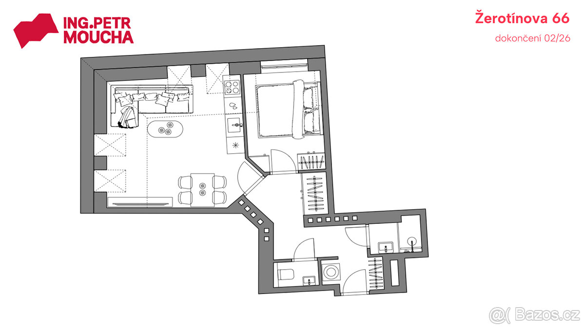 Prodej bytu 2+kk 51,5 m² Žerotínova, Praha - Žižkov - 3