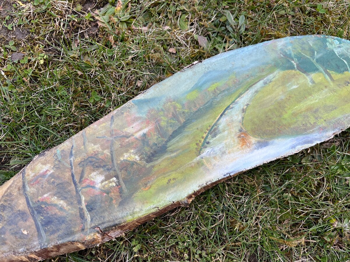 Obrázek krajina na dřevě - 3