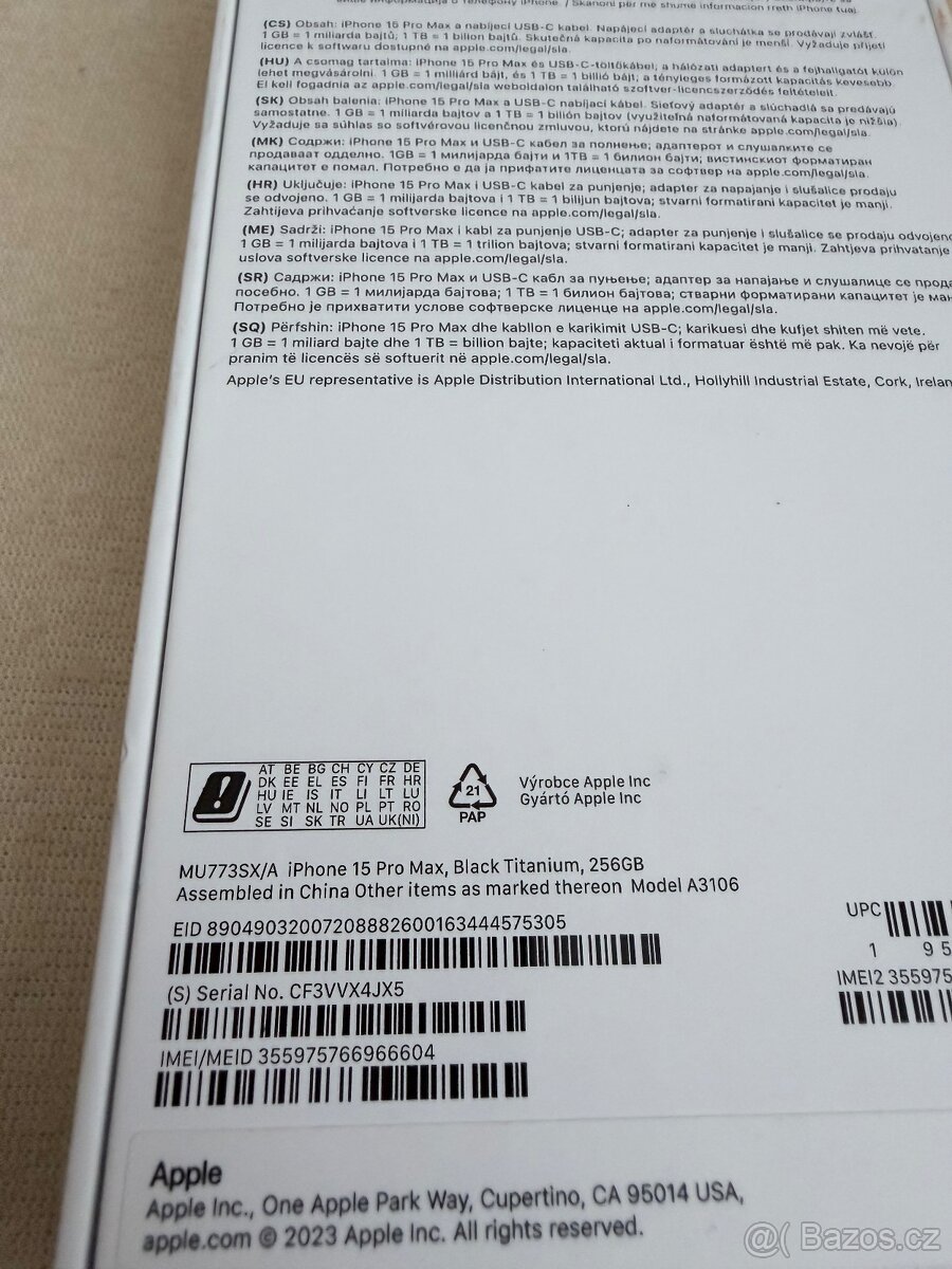 Krabička iPhone 15 pro max 256gb black titanium - 3