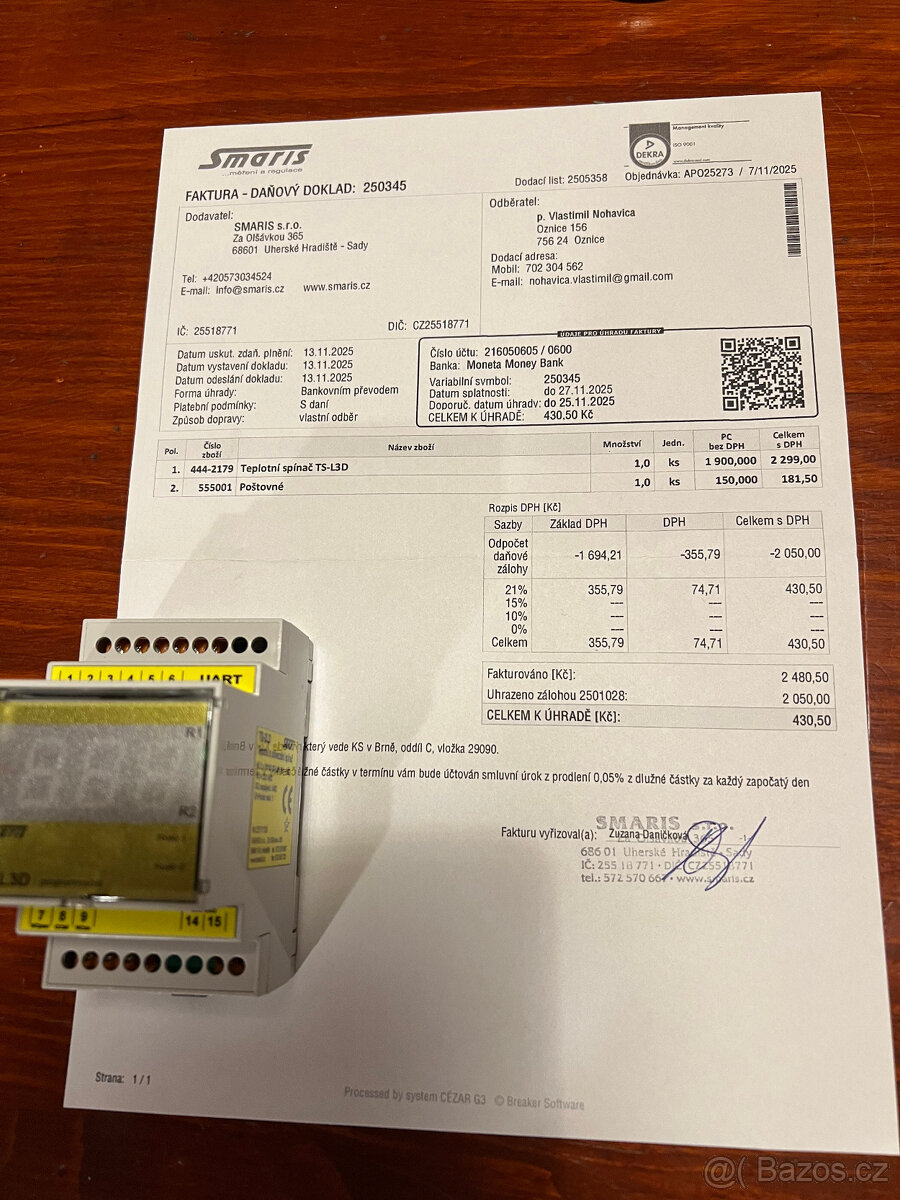 Teplotní komparátor SMARIS TS-L3D - 3