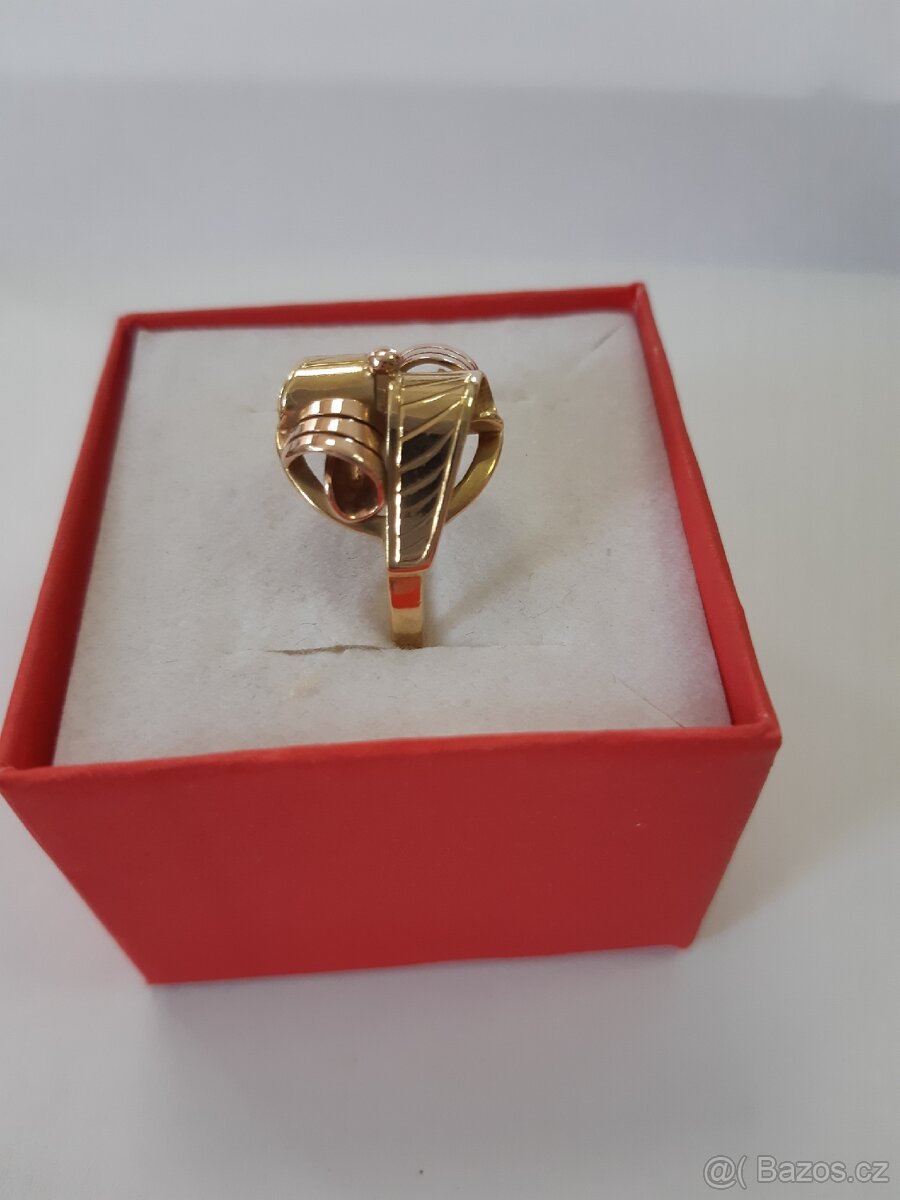 Zlatý prsten s růžovým zl. - 3