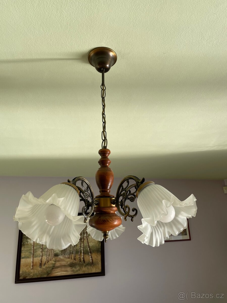 Rustikální pětiramenný lustr - super stav - 3