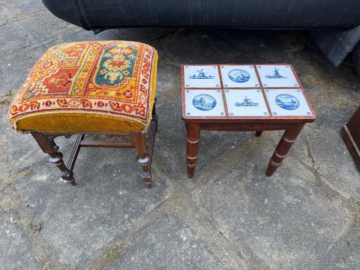 Starožitný taburet, stolek - 3