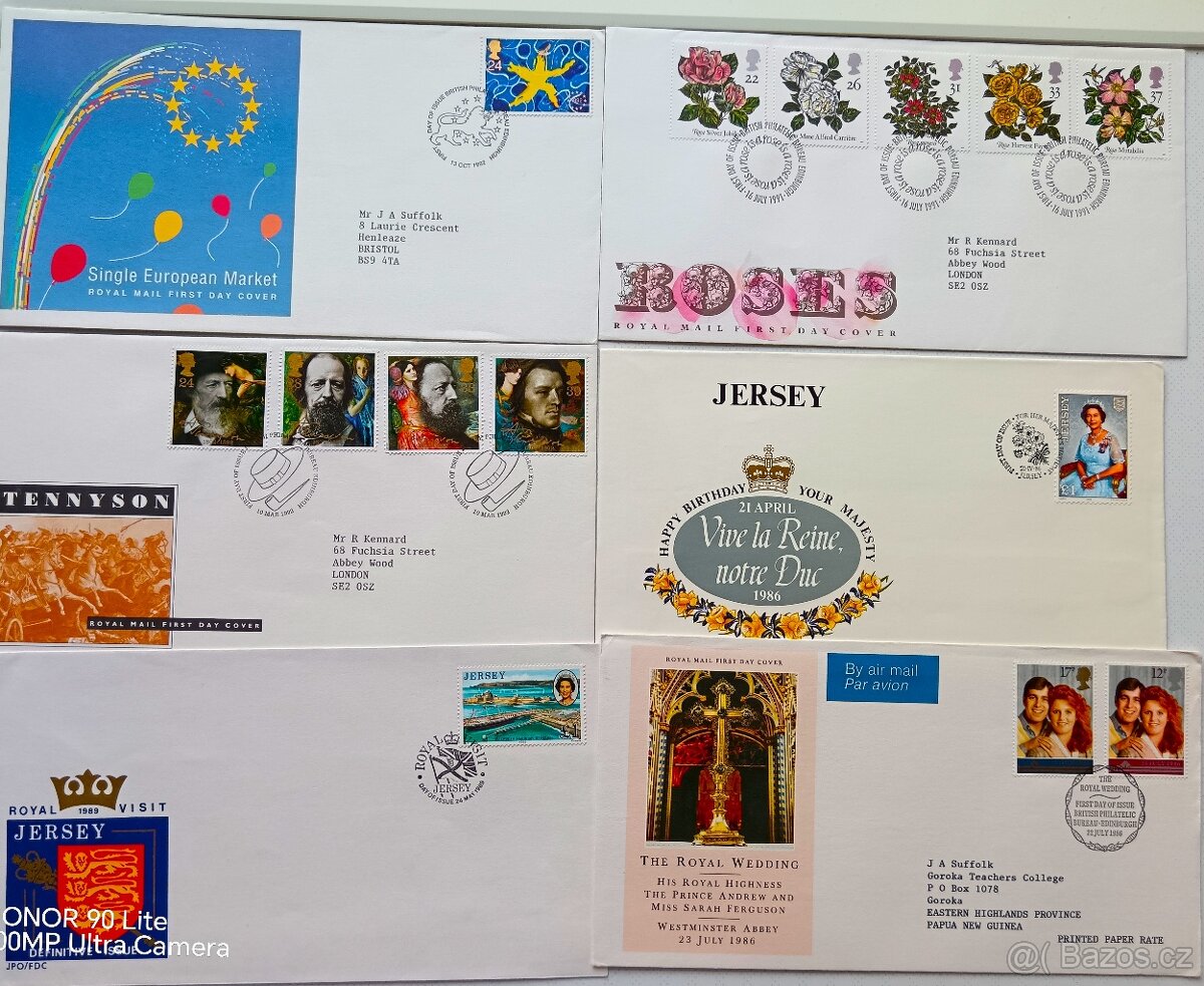 10x obálky FDC - Anglie. 1. - 3
