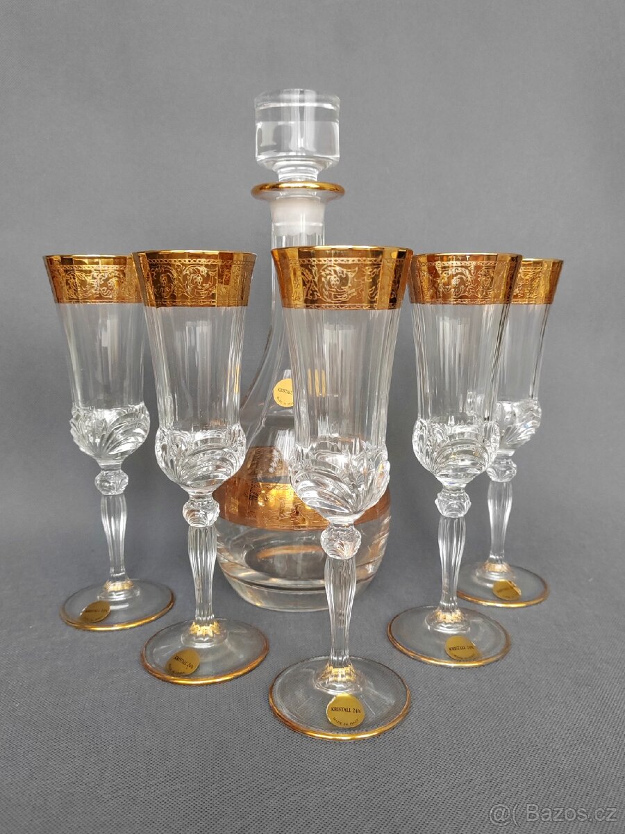 Křišťálové sklenice a karafiát na sekt a šampaňské od CreArt - 3