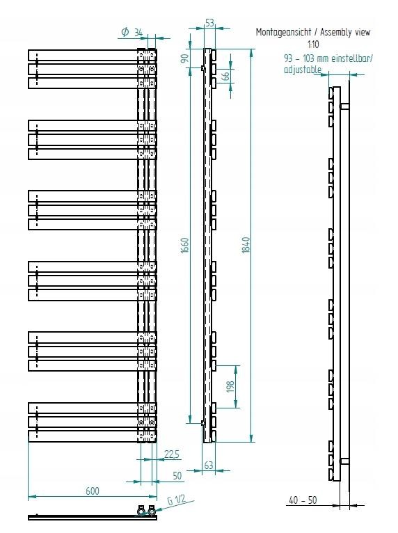 Koupelnový žebřík, elektrický, 184x60..SLEVA 20% - 3
