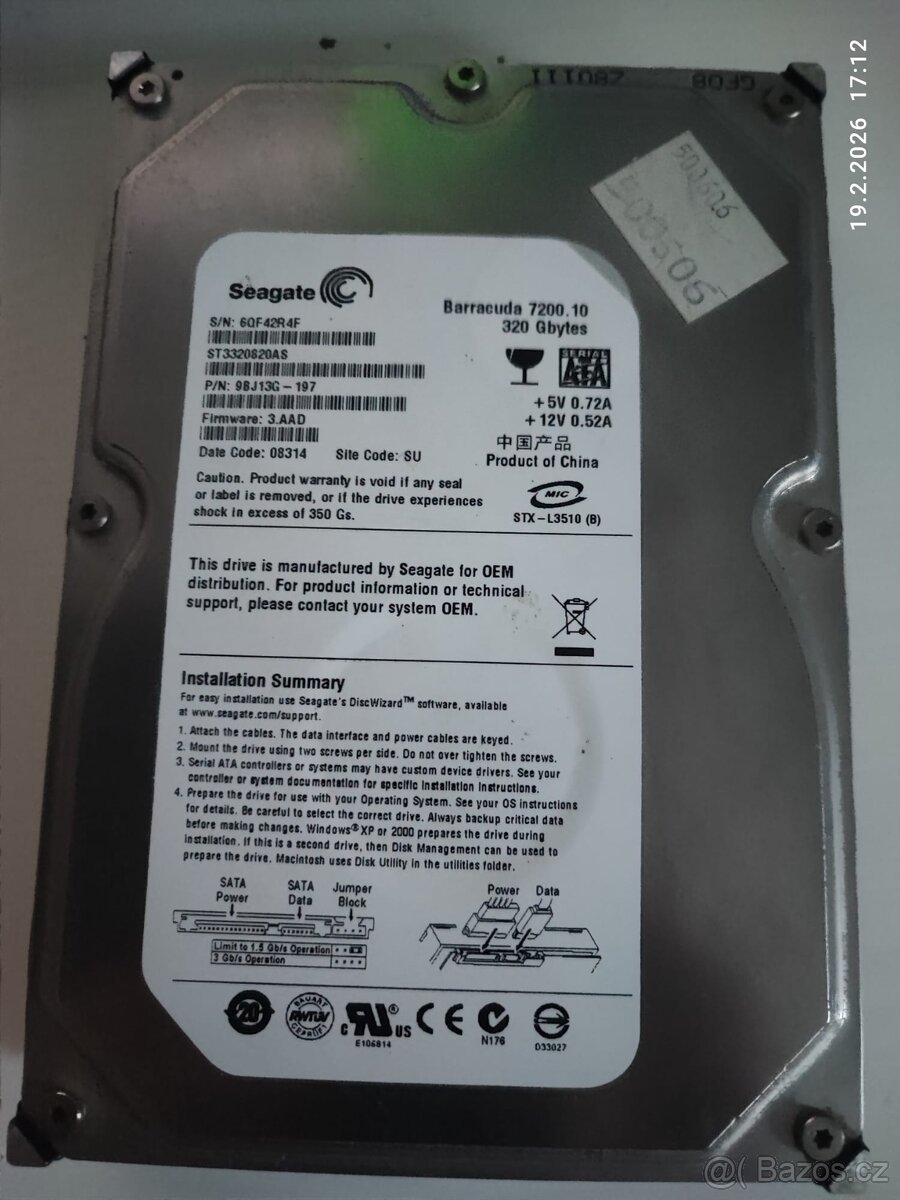 HDD 320GB -ST3320820AS - 3
